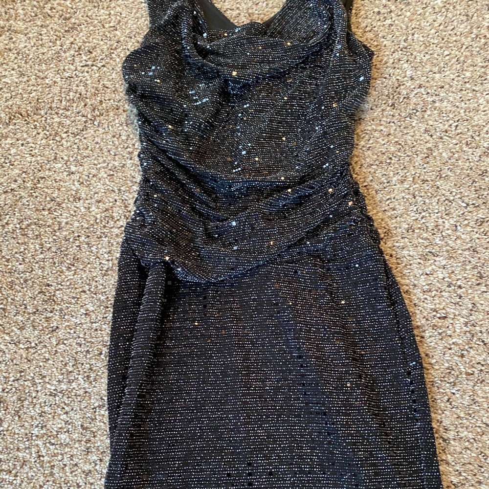 black sequin dress